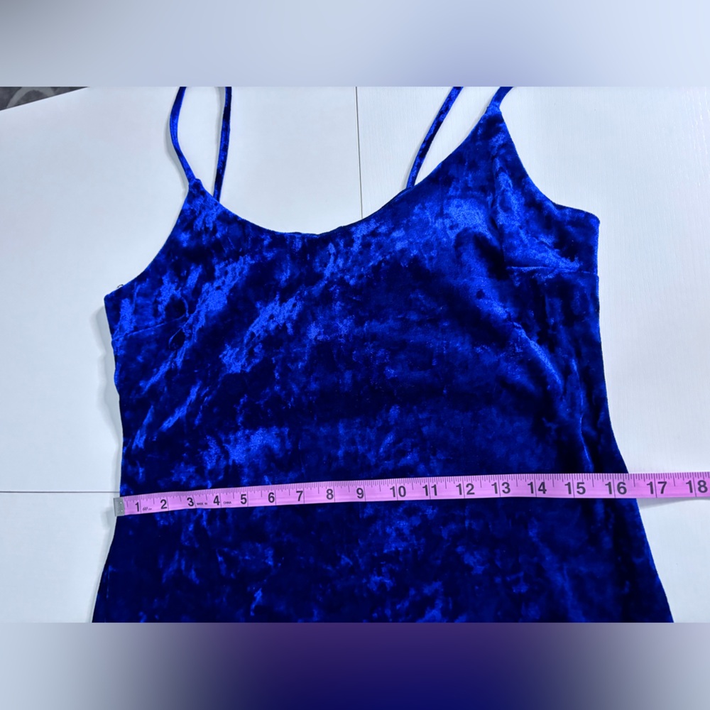 Forever 21 Blue “Crushed Velvet” Strappy Mini Size M - Picture 10 of 11